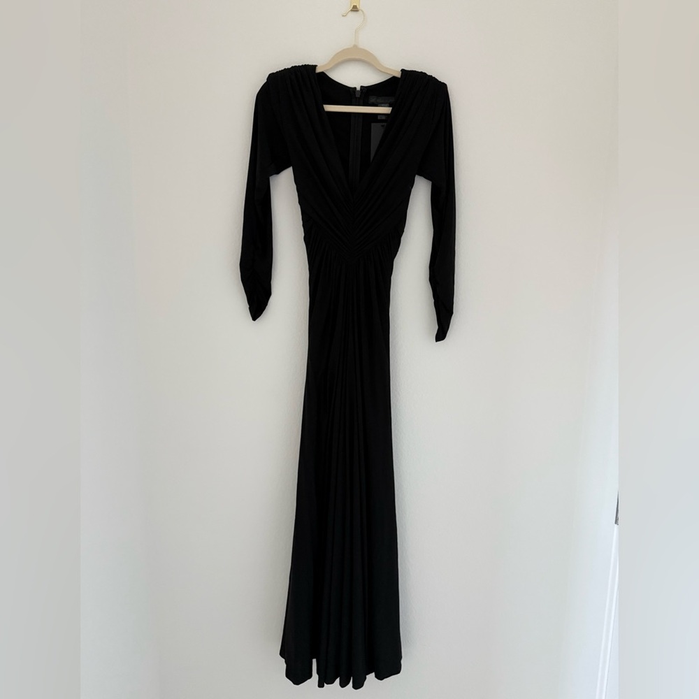 La Femme en Noir Art Deco Ruched Gown in Black - Picture 3 of 4